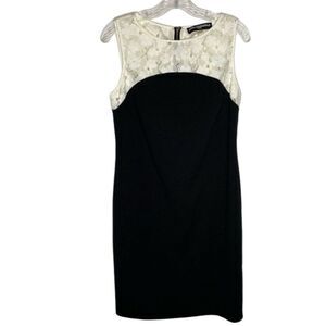 Karl Lagerfeld Black Ivory Floral Lace Sleeveless Dress 10